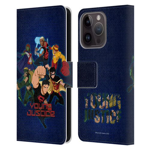 Young Justice Graphics Group Leather Book Wallet Case Cover For Apple iPhone 15 Pro