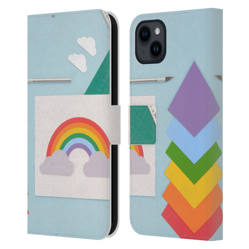 Pepino De Mar Rainbow Art Leather Book Wallet Case Cover For Apple iPhone 15 Plus