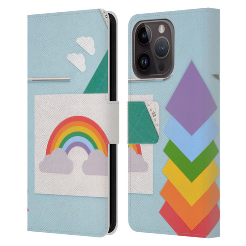 Pepino De Mar Rainbow Art Leather Book Wallet Case Cover For Apple iPhone 15 Pro