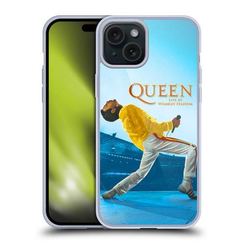 Queen Key Art Freddie Mercury Live At Wembley Soft Gel Case for Apple iPhone 15 Plus