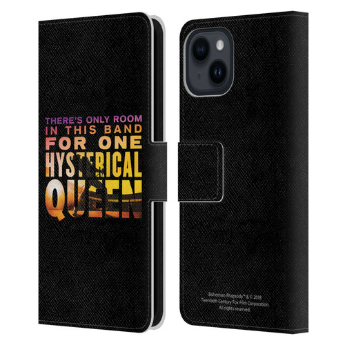 Queen Bohemian Rhapsody Hysterical Quote Leather Book Wallet Case Cover For Apple iPhone 15