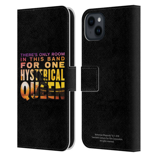 Queen Bohemian Rhapsody Hysterical Quote Leather Book Wallet Case Cover For Apple iPhone 15 Plus