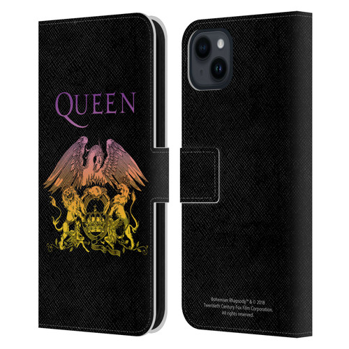 Queen Bohemian Rhapsody Logo Crest Leather Book Wallet Case Cover For Apple iPhone 15 Plus