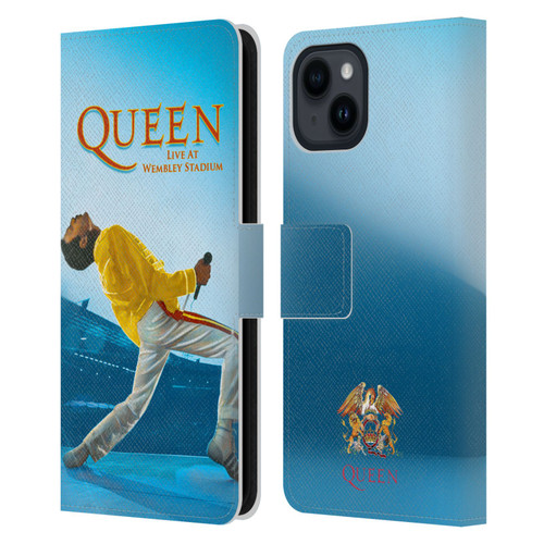 Queen Key Art Freddie Mercury Live At Wembley Leather Book Wallet Case Cover For Apple iPhone 15
