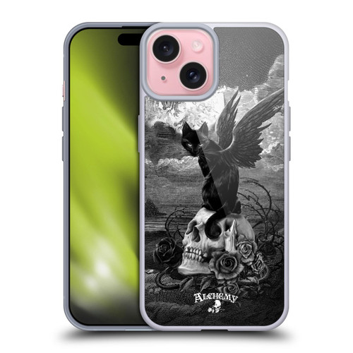 Alchemy Gothic Cats Nine Lives Of Poe Skull Soft Gel Case for Apple iPhone 15