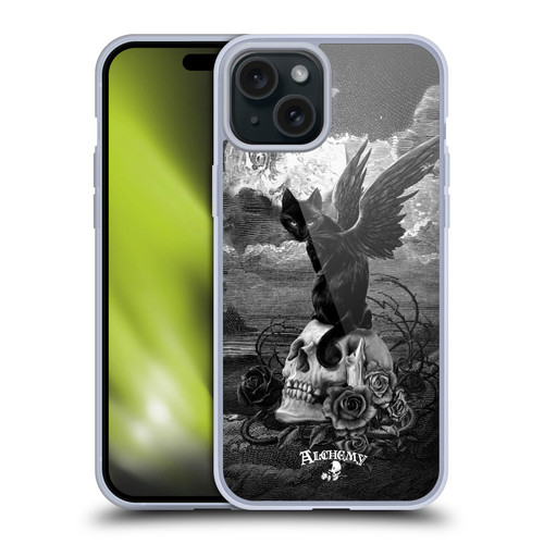 Alchemy Gothic Cats Nine Lives Of Poe Skull Soft Gel Case for Apple iPhone 15 Plus