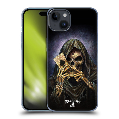 Alchemy Gothic Skull And Cards Reaper's Ace Soft Gel Case for Apple iPhone 15 Plus