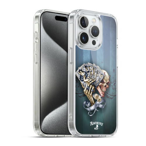 Alchemy Gothic Skull And Cards Read 'Em And Weep Soft Gel Case for Apple iPhone 15 Pro & MagSafe