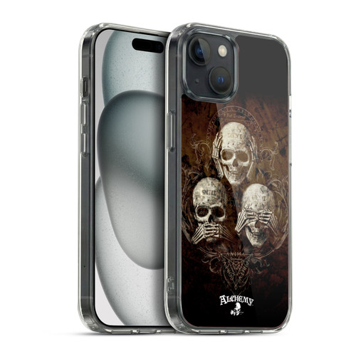 Alchemy Gothic Skull No Evil Three Skull Soft Gel Case for Apple iPhone 15 Plus