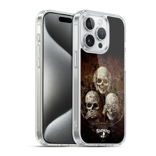 Alchemy Gothic Skull No Evil Three Skull Soft Gel Case for Apple iPhone 15 Pro