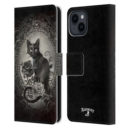 Alchemy Gothic Cats Paracelsus Leather Book Wallet Case Cover For Apple iPhone 15