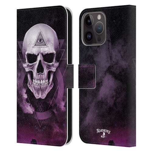 Alchemy Gothic Skull The Void Geometric Leather Book Wallet Case Cover For Apple iPhone 15 Pro Max