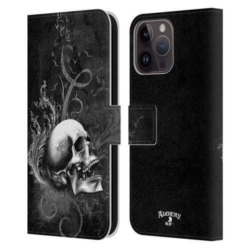 Alchemy Gothic Skull De Profundis Leather Book Wallet Case Cover For Apple iPhone 15 Pro Max