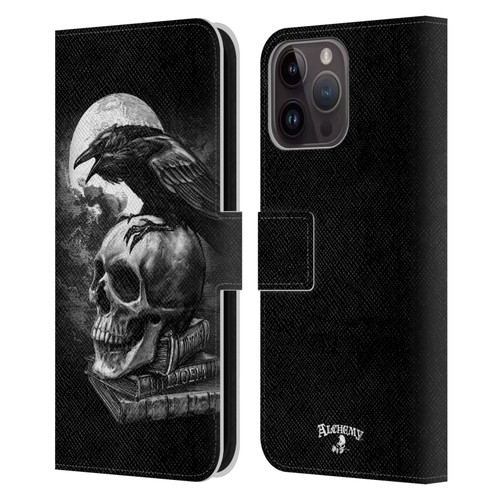 Alchemy Gothic Wing Poe's Raven Leather Book Wallet Case Cover For Apple iPhone 15 Pro Max