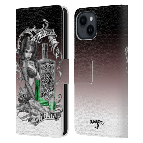 Alchemy Gothic Woman Devil's Green Dew Leather Book Wallet Case Cover For Apple iPhone 15