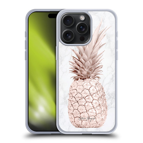 Nature Magick Rose Gold Pineapple On Marble Rose Gold Soft Gel Case for Apple iPhone 15 Pro Max