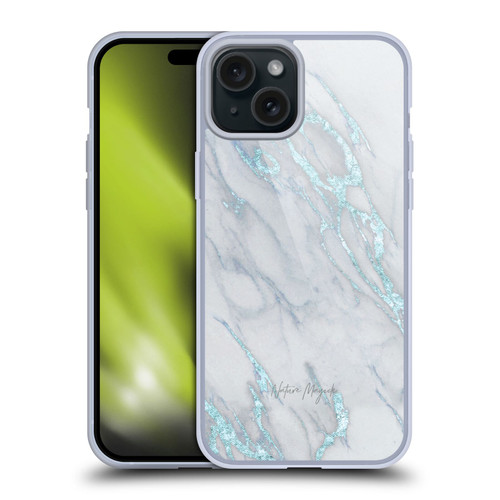 Nature Magick Marble Metallics Blue Soft Gel Case for Apple iPhone 15 Plus