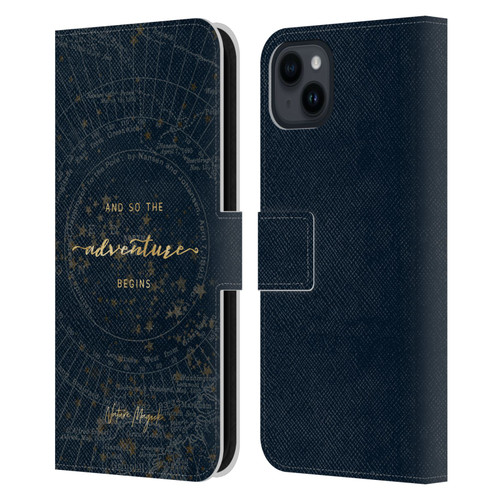 Nature Magick So The Adventure Begins Quote Star Map Leather Book Wallet Case Cover For Apple iPhone 15 Plus