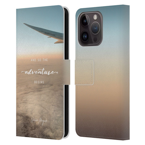 Nature Magick So The Adventure Begins Quote Airplane Leather Book Wallet Case Cover For Apple iPhone 15 Pro