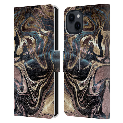 Nature Magick Luxe Gold Marble Metallic Copper Leather Book Wallet Case Cover For Apple iPhone 15