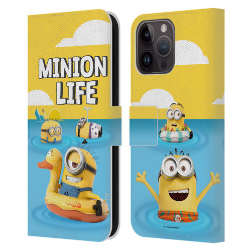 Despicable Me Funny Minions Beach Life Leather Book Wallet Case Cover For Apple iPhone 15 Pro Max