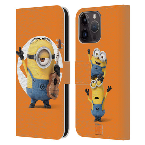 Despicable Me Minions Stuart Leather Book Wallet Case Cover For Apple iPhone 15 Pro Max