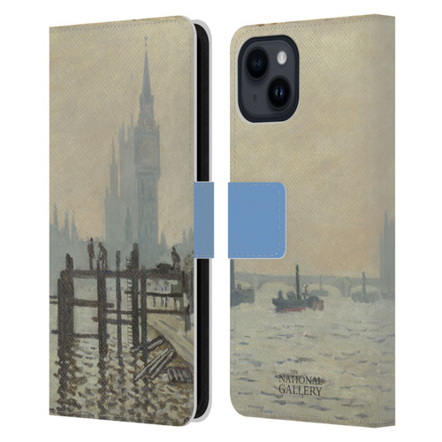 The National Gallery Art Monet Thames Leather Book Wallet Case Cover For Apple iPhone 15