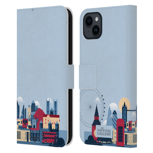 The National Gallery Art London Skyline Leather Book Wallet Case Cover For Apple iPhone 15 Plus