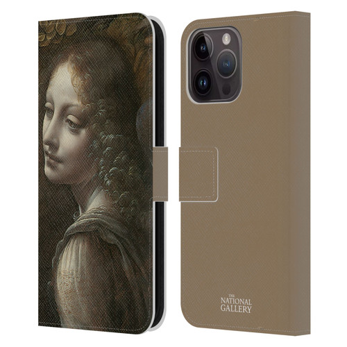 The National Gallery Art The Virgin Of The Rocks Leather Book Wallet Case Cover For Apple iPhone 15 Pro Max