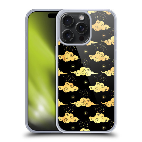 Haroulita Celestial Gold Cloud And Star Soft Gel Case for Apple iPhone 15 Pro Max