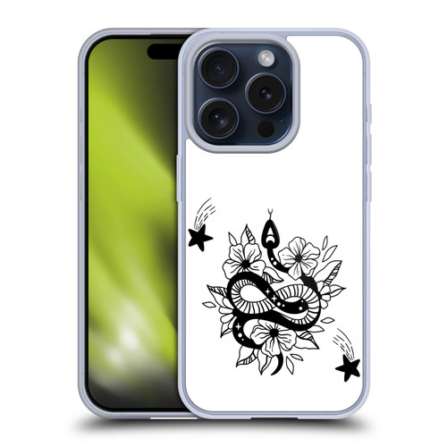 Haroulita Celestial Tattoo Snake And Flower Soft Gel Case for Apple iPhone 15 Pro