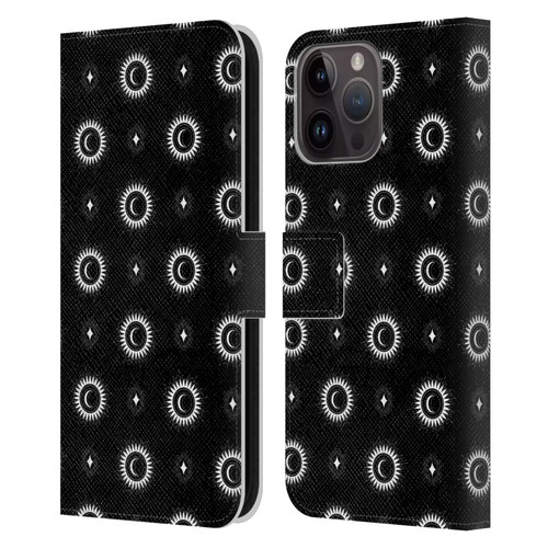 Haroulita Celestial Black And White Sun And Moon Leather Book Wallet Case Cover For Apple iPhone 15 Pro Max