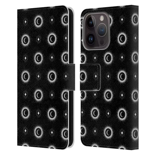 Haroulita Celestial Black And White Sun And Moon Leather Book Wallet Case Cover For Apple iPhone 15 Pro