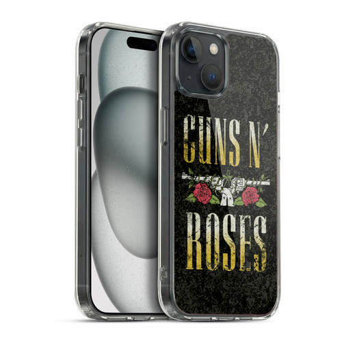 Guns N' Roses Key Art Text Logo Pistol Soft Gel Case for Apple iPhone 15 Plus & MagSafe