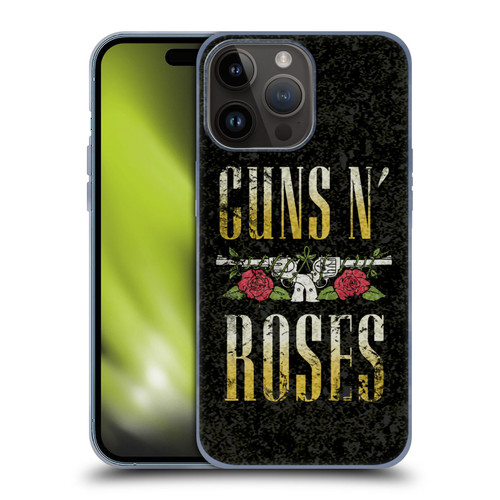 Guns N' Roses Key Art Text Logo Pistol Soft Gel Case for Apple iPhone 15 Pro Max