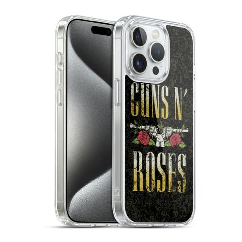 Guns N' Roses Key Art Text Logo Pistol Soft Gel Case for Apple iPhone 15 Pro & MagSafe