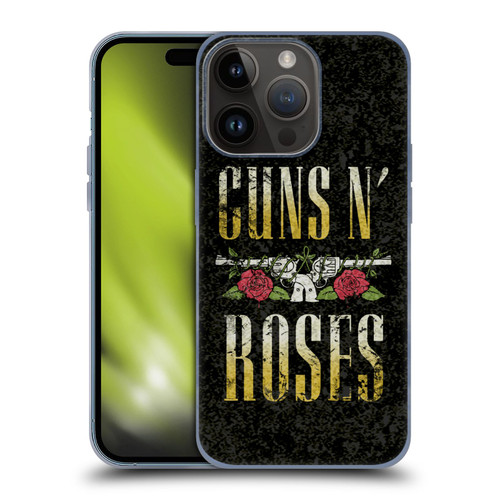 Guns N' Roses Key Art Text Logo Pistol Soft Gel Case for Apple iPhone 15 Pro