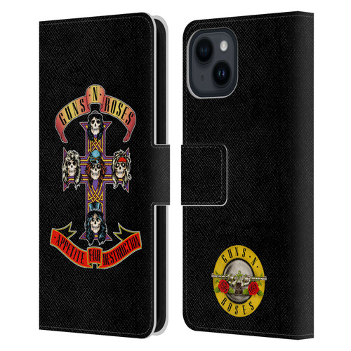 Guns N' Roses Key Art Appetite For Destruction Leather Book Wallet Case Cover For Apple iPhone 15