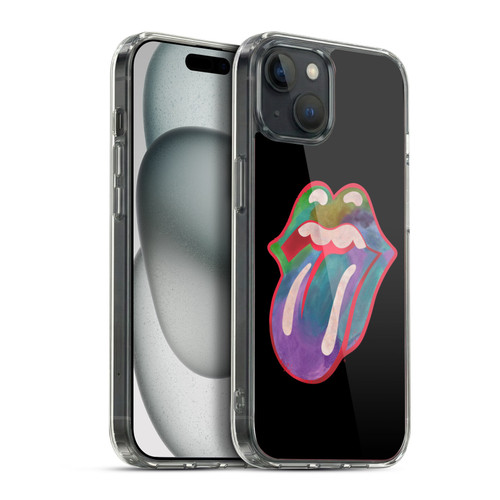 The Rolling Stones Graphics Watercolour Tongue Soft Gel Case for Apple iPhone 15 Plus