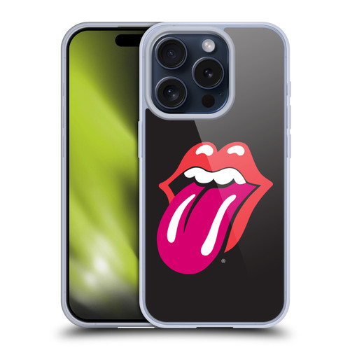The Rolling Stones Graphics Pink Tongue Soft Gel Case for Apple iPhone 15 Pro