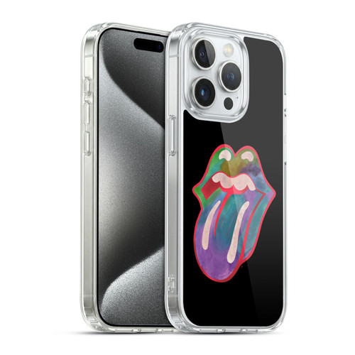 The Rolling Stones Graphics Watercolour Tongue Soft Gel Case for Apple iPhone 15 Pro
