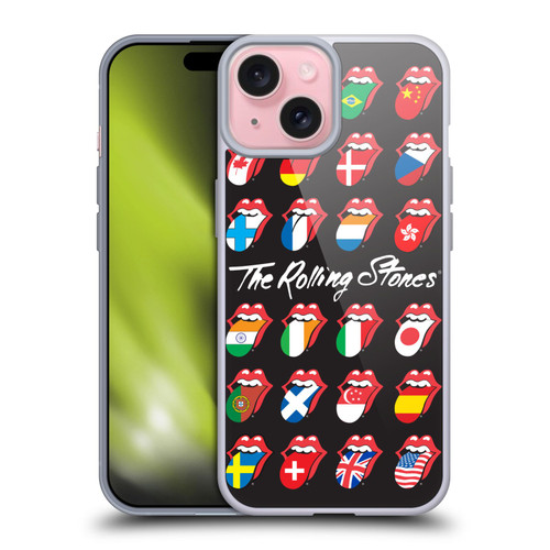 The Rolling Stones Licks Collection Flag Poster Soft Gel Case for Apple iPhone 15