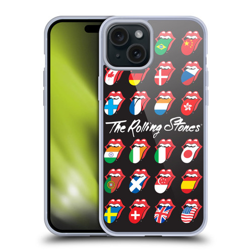 The Rolling Stones Licks Collection Flag Poster Soft Gel Case for Apple iPhone 15 Plus