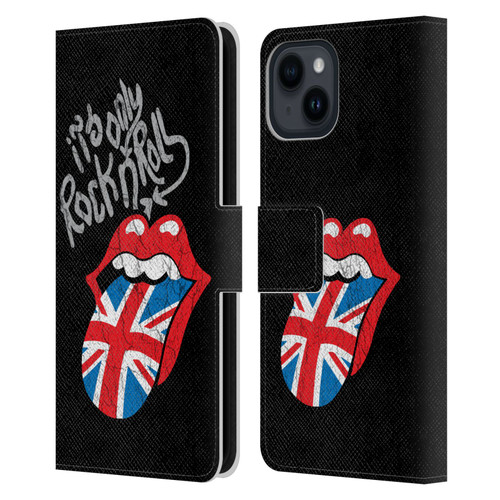 The Rolling Stones Albums Only Rock And Roll Distressed Leather Book Wallet Case Cover For Apple iPhone 15