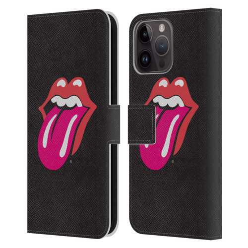 The Rolling Stones Graphics Pink Tongue Leather Book Wallet Case Cover For Apple iPhone 15 Pro Max