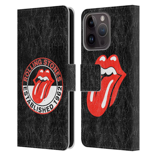 The Rolling Stones Graphics Established 1962 Leather Book Wallet Case Cover For Apple iPhone 15 Pro