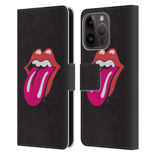 The Rolling Stones Graphics Pink Tongue Leather Book Wallet Case Cover For Apple iPhone 15 Pro