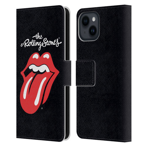 The Rolling Stones Key Art Tongue Classic Leather Book Wallet Case Cover For Apple iPhone 15