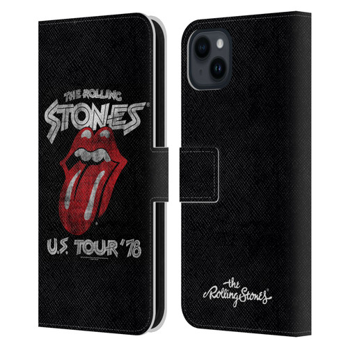 The Rolling Stones Key Art Us Tour 78 Leather Book Wallet Case Cover For Apple iPhone 15 Plus