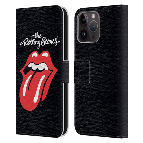 The Rolling Stones Key Art Tongue Classic Leather Book Wallet Case Cover For Apple iPhone 15 Pro Max